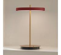 Lámpara de mesa recargable LED UMAGE Asteria Move, rojo rubí/latón, 31 cm