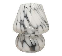 Lámpara de mesa Relaxdays, diseño hongo, cristal, E27, blanca | Lámpara de noche a pilas, Al. x Ø: 24 x 16 cm, función táctil
