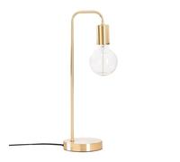 Lámpara de mesa retro curvada L dorada I E27 I cable con interruptor I metal I lámpara de lectura redonda