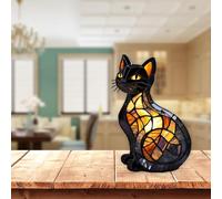 Lámpara de mesa retro de resina teñida con gatos, luz nocturna de animales vintage, decoración del hogar, serie de lámparas de mesa de animales para amantes (#A, 8 pulgadas) (A, 12 pulgadas)