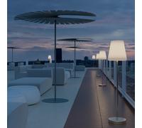 Lámpara de mesa solar sin cables de exterior con sensor crepuscular rosa luz led regulable newgarden lola ip65 y 20hrs autonomía.