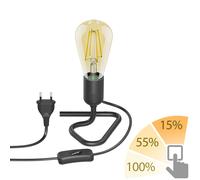 ledscom.de Lámpara de sobremesa TRIN casquillo negro interruptor + E27 LED Vintage oro máx. 814lm blanco extra cálido 3 niveles