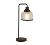 Lámpara De Mesa Vintage 45 Cm Vidrio Metal Negro Claro E27 Sala De Estar