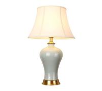 Lámpara de Mesa Vintage Minimalista de Cerámica Estilo Granja con Pantalla de Tela en Forma de D, Lámpara de Escritorio Retro Europea, Lámpara de Mesilla de Noche Tradicional para Dormitorio./39*65 cm
