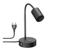Lámpara de mesa WAIKA interruptor cuello de cisne redondo negro USB-A USB-C 1x