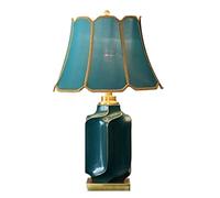 Lámpara de Mesilla de Noche de Cerámica Verde con Base de Latón, Estilo Rústico, para Dormitorio, Oficina en Casa, Escritorio, Mesa de Noche, para Sala de Estar. Color: Interruptor con Control Remoto.