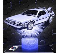 Lámpara de mesilla de noche, luz nocturna táctil Delorean Retour vers le futur lámpara LED ilusión 3D, idea de regalo para niños y niñas, Navidad, lámpara de mesilla de noche para niños o adultos. TOP