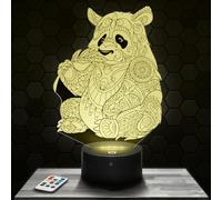 Lámpara de mesilla de noche, luz nocturna táctil Mandala panda Animal lámpara LED ilusión 3D, idea de regalo para niños y niñas, Navidad, lámpara de mesilla de noche para niños o adultos.
