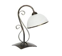 Lámpara de mesita de noche cristal metal latón blanco dormitorio 37 cm E27 acogedora lámpara de mesa rústica de estilo rústico poco deslumbrante salón ANTICA