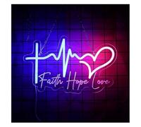 lámpara de neón Decoración para para fiestas Fe, Esperanza, Amor LED para luces de neón, brillo ajustable para salas estar