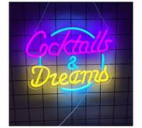 Lámpara de neón Letrero de neón cócteles y sueños para decoración pared, letreros luminosos para dormitorio habitación(D)