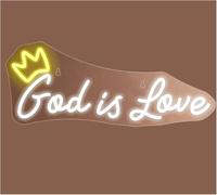 Lámpara de neón Letrero de neón "Dios es amor" para decoración bodas, hogar, habitación niña, lámpara 42 x 17 cm(1)