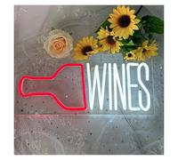 lámpara de neón Letrero de neón "Vinos" para luz nocturna regulable alimentada por para USB, para bar, tienda, hogar, bares, decoración pared(A)