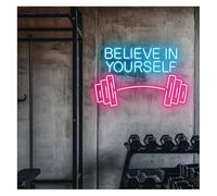 Lámpara de neón Letreros de neón Decoración Letrero para Cree en ti mismo con mancuernas