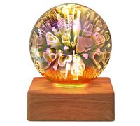 Lámpara de noche con bola de cristal y base de madera, luz nocturna LED 3D realista, lámpara de escritorio - Love Lamp