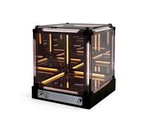 Lámpara de noche con espejo Infinity - Lámpara de noche LED con forma de cubo acrílico 4D, efecto abiso, luz de ambiente regulable, recargable USB-C para gamer, luz ambiental futurista para (Dorado)