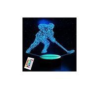 Lámpara de noche con ilusión de jugador de hockey sobre hielo en 3D, 16 colores que cambian, decoración