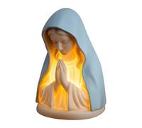 Lámpara de Noche con Oración a la Virgen María, Estatua de la Virgen María como Luz Nocturna, Creativa Figura de Resina para Escritorio, Luz de Mesita para Dar Regalo Católico y Decoración en el Hogar