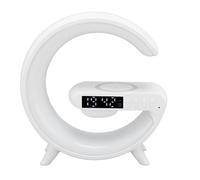 Lámpara de Noche con Reloj Despertador Sunrise con Altavoz Bluetooth, Cargador Inalámbrico, Luz Nocturna Regulable, Decoración de Dormitorio con Cambio de Color RGB, Lámpara de