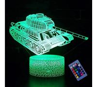 Lámpara de noche creativa con forma de tanque 3D, 16 colores cambiantes, control remoto por USB, interruptor táctil, decoración, ilusión óptica,