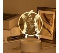 Lámpara de noche creativa de béisbol en 3D USB, lámpara de mesa de béisbol, decoración de escritorio para el hogar, luz decorativa para y dormitorio, regalo de , regalo de , lámpara de noche deportiva