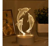 Lámpara de noche creativa USB 3D con forma de , Lámpara de mesa marina con , Decoración de escritorio para el hogar, Iluminación para , Regalo de , Regalo de vacaciones, Luz nocturna de animal
