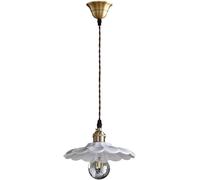 Lámpara de noche de estilo nórdico vintage para dormitorio, altura ajustable, lámpara colgante de cerámica blanca con forma de flor, fuente de luz E27, lámpara colgante de un solo cabezal para sala de