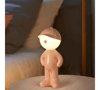 Lámpara de Noche de Madera, luz Nocturna Creativa, Un hombrecito tímido, Divertida lámpara de Mesa a Pilas, con Pantalla, decoración romántica para Dormitorio.