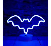 Lámpara de noche LED con letrero de neón - Luz de neón alimentada por USB para decoración de pared de dormitorio, diseño de murciélago rojo