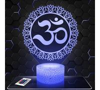 Lámpara de noche Ohm Símbolo decoración colección Hindú Mantra Yoga Idea regalo hombre mujer objeto Ohm Símbolo luz nocturna adulto decoración habitación. Idea regalo hombre mujer original