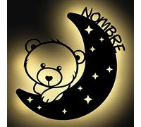 Lámpara de noche Osito de Peluche - Regalo para bautizo, Navidad, cumpleaños - fiesta bienvenida bebe sagrada comunión bebé niño niña - individual Único con nombre de deseo