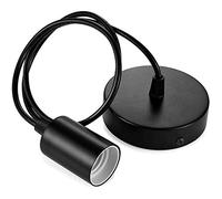 Lámpara de Noche Retro Vintage con iluminación LED de 85 a 265 V, Casquillo de Aluminio Negro para luz de Techo, Adaptador Pearl (Negro)
