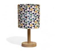 Lámpara de noche Star Of Alhambra, dormitorio, salón, multicolor, luz E14 LED, pantallas de diseño, patas modernas de madera