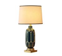Lámpara de Noche Vintage de cerámica, lámpara de Mesa con Acabado Dorado esmaltado en Verde, Estilo rústico, para Dormitorio, Sala de Estar, Estudio, Oficina, hogar, Interruptor de Control Remoto, 37