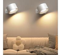Lámpara de Pared 2 Pcs, Apliques Pared Interior Giratoria de 360° con Carga USB - 3 Modos de Color 3 Niveles de Brillo, para Dormitorio Sala de Estar Lectura