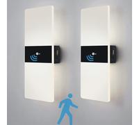 Lámpara de pared a pilas con detector de movimiento interior, lámpara magnética, USB recargable, iluminación de pared para entrada, pasillo, escalera, balcón, cocina, hotel, negro, 2 piezas, 6000 K