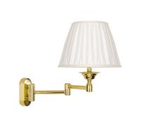 Lámpara De Pared Ajustable H: 26 Cm Latón Tela E14 Dormitorio Cama
