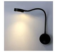 Lámpara de Pared Aluminio Moderna Aplique de Lectura LED de Cabecera Flexible 5W con Interruptor Foco de Pared 360° Giratorio para Dormitorio Estudio Office Hotel, Negra/Luz Blanca Cálida 3000K