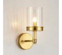 Lámpara de pared cilíndrica de vidrio transparente de mediados de siglo con acabado negro y cuerpo de latón. Aplique industrial creativo para interiores, base E12/14 para dormitorio, cocina, mesita d