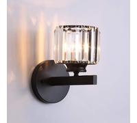 Lámpara De Pared Colgante De Cristal De Estilo Moderno Para Dormitorio, Pasillo, Sala De Estar, Soporte De Lámpara De Pared Con Interruptor De Encendido Y Enchufe E14 (No Incluye Bombilla),Negro