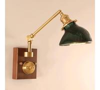 Lámpara de Pared con Base de Latón Y Pantalla de Cristal Calla, Interruptor de Encendido/Apagado Giratorio de Estilo Americano, de Lujo./Verde