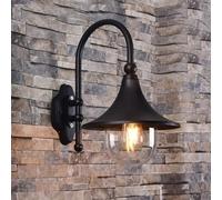 Lámpara de Pared con Cuello de Cisne, Iluminación Exterior para Granero, Aplique con Altavoz de Bocina, Estilo Vintage, Impermeable, para Porche de Granja, Farol de Cristal Transparente Exterior, Lujo