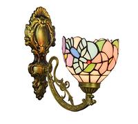 Lámpara de Pared con Espejo de vitral británico de un Solo Cabezal, lámpara de Pared para mesita de Noche de jardín, lámpara de Pared de Vidrio Individual para Pasillo y pájaro