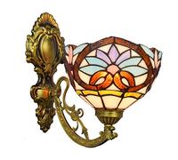 Lámpara de Pared con Espejo Simple de vidrieras británicas de 8 Pulgadas, lámpara de Pared para cabecera de jardín, lámpara de Pared de Cristal con un Solo Cabezal para Pasillo, Flor Solar