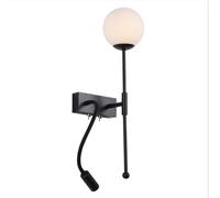 Lámpara de pared con forma de globo de cristal, lámpara de pared moderna, aplique de pared de Metal de brazo largo con interruptor, foco de lectura LED Flexible Compatible with montaje en pared , Arañ