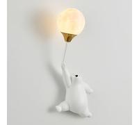 Lámpara de pared con forma de oso de dibujos animados, lámpara de pared con globo, lámpara de pared para habitación de niños, accesorio de iluminación de montaje en pared de hadas, apliques cableados