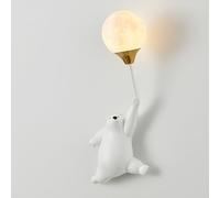 Lámpara de pared con forma de oso de dibujos animados, lámpara de pared con globo, lámpara de pared para habitación de niños, accesorio de iluminación de montaje en pared de hadas, apliques cableados