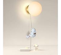 Lámpara de Pared con Globo de Cristal, Astronauta de Resina, lámpara de Pared para habitación Infantil, Aplique cableado, Apliques de Pared de Cobre, lámparas de cabecera E14 para habitación infa