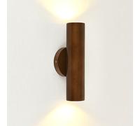 Lámpara de Pared con iluminación ior e Inferior, lámpara de Pared de Tubo Largo de Madera con Acabado Nogal, Aplique de Pared LED Moderno de 10 W y 3 Modos de Color, lámparas de Pared con ilumin
