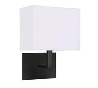 Lámpara De Pared Con Interruptor Negra Y Blanca H: 26 Cm E27 Tela Metal Cama